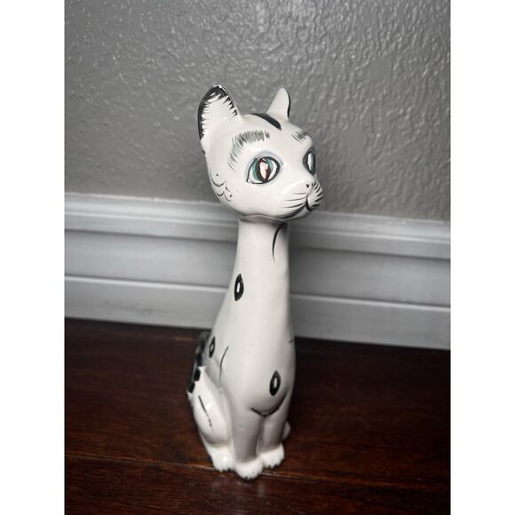 Vtg Lefton (possible) MCM Siamese Cat Figurine Long Necked Floral Ceramic Japan - Picture 1 of 8